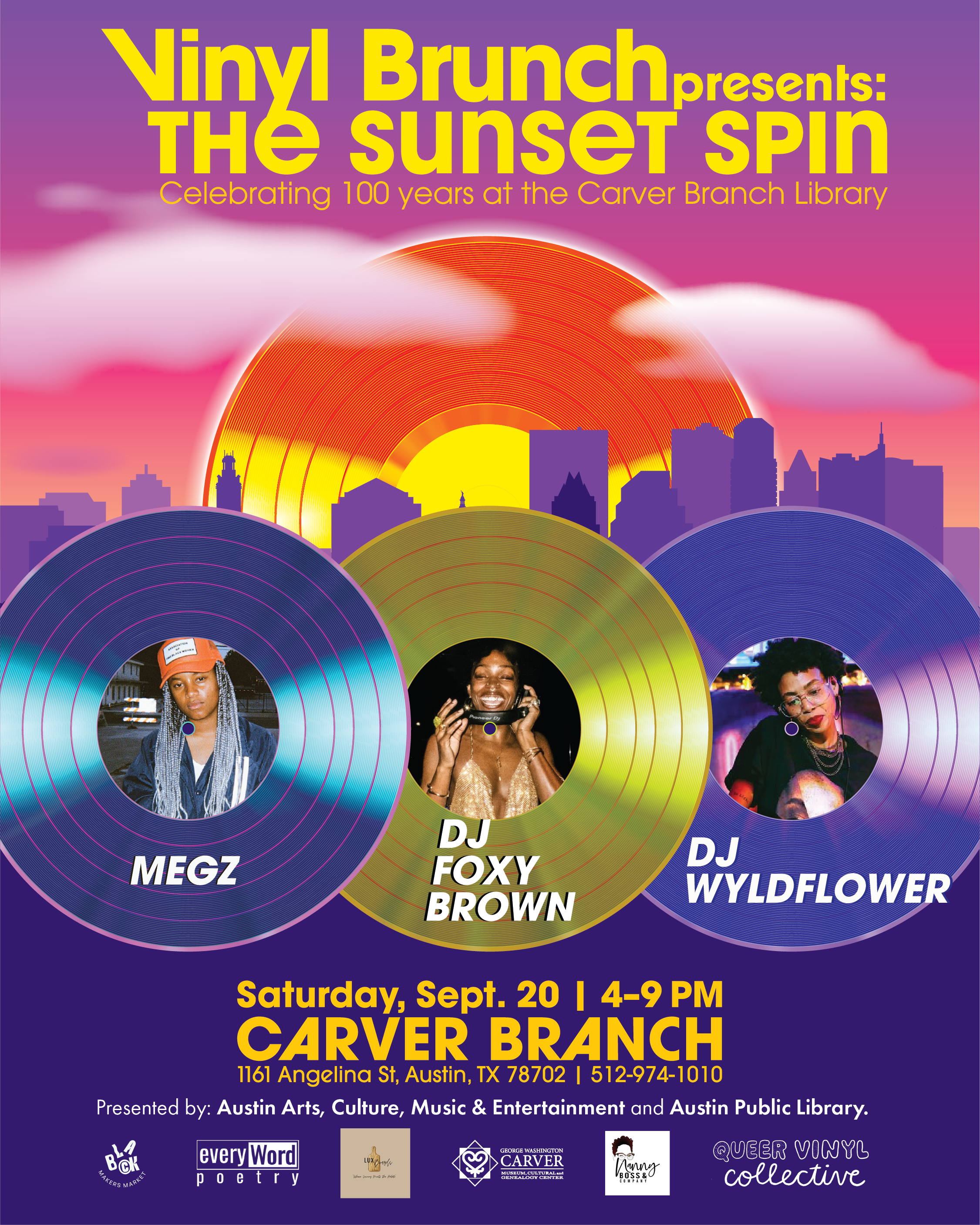 Sept 20 - Vinyl Brunch x The Sunset Spin at Carver Library